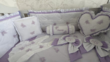Load image into Gallery viewer, Luxury baby bedding 100x50 personalised by embroidery