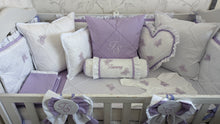 Load image into Gallery viewer, Luxury baby bedding 100x50 personalised by embroidery