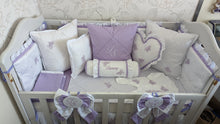 Load image into Gallery viewer, Luxury baby bedding 100x50 personalised by embroidery