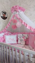Load image into Gallery viewer, Luxury baby bedding 140x70, personalised by embroidery