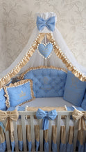 Load image into Gallery viewer, Luxury baby bedding 100*50 personalised by embroidery, 100% cotton