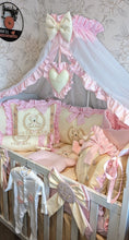 Load image into Gallery viewer, Luxury baby bedding 100x50 personalised by embroidery