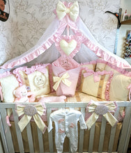 Load image into Gallery viewer, Luxury baby bedding 100x50 personalised by embroidery