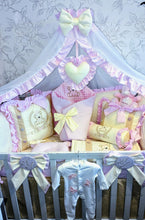 Load image into Gallery viewer, Luxury baby bedding 100x50 personalised by embroidery