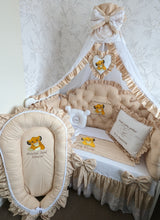 Load image into Gallery viewer, Luxury baby bedding 120x60 personalised by embroidery