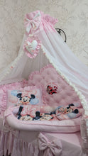 Load image into Gallery viewer, Luxury baby bedding 120*60 personalised by embroidery, 100% cotton and dimple