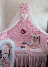 Load image into Gallery viewer, Luxury baby bedding 120*60 personalised by embroidery, 100% cotton and dimple