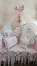 Load image into Gallery viewer, Luxury baby bedding 120*60 personalised by embroidery, 100% cotton and dimple