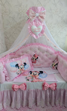 Load image into Gallery viewer, Luxury baby bedding 120*60 personalised by embroidery, 100% cotton and dimple