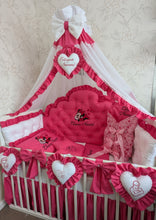 Load image into Gallery viewer, Luxury baby bedding 120*60 personalised by embroidery, 100% cotton and dimple