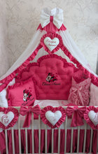 Load image into Gallery viewer, Luxury baby bedding 120*60 personalised by embroidery, 100% cotton and dimple