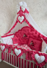 Load image into Gallery viewer, Luxury baby bedding 120*60 personalised by embroidery, 100% cotton and dimple