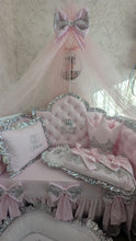 Load image into Gallery viewer, Luxury baby bedding 120*60 personalised by embroidery, 100% cotton and dimple