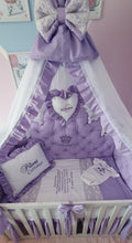 Load image into Gallery viewer, Luxury baby bedding 120x60 personalised by embroidery