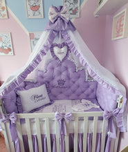 Load image into Gallery viewer, Luxury baby bedding 120x60 personalised by embroidery