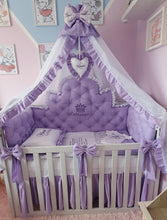 Load image into Gallery viewer, Luxury baby bedding 120x60 personalised by embroidery