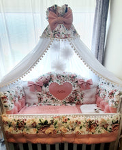 Load image into Gallery viewer, Luxury baby bedding , 120x60 personalised by embroidery