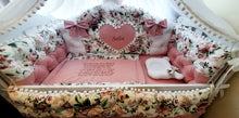 Load image into Gallery viewer, Luxury baby bedding , 120x60 personalised by embroidery