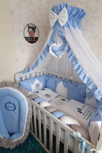 Load image into Gallery viewer, Luxury baby bedding 120x60, personalised by embroidery