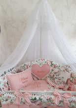 Load image into Gallery viewer, Luxury baby bedding 140x70 personalised by embroidery