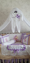 Load image into Gallery viewer, Luxury baby bedding 100x50 personalised by embroidery 
