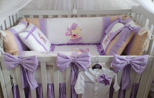 Load image into Gallery viewer, Luxury baby bedding 100x50 personalised by embroidery 
