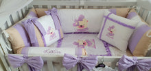 Load image into Gallery viewer, Luxury baby bedding 100x50 personalised by embroidery 

