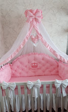 Load image into Gallery viewer, Luxury baby bedding 120x60 personalised by embroidery 
