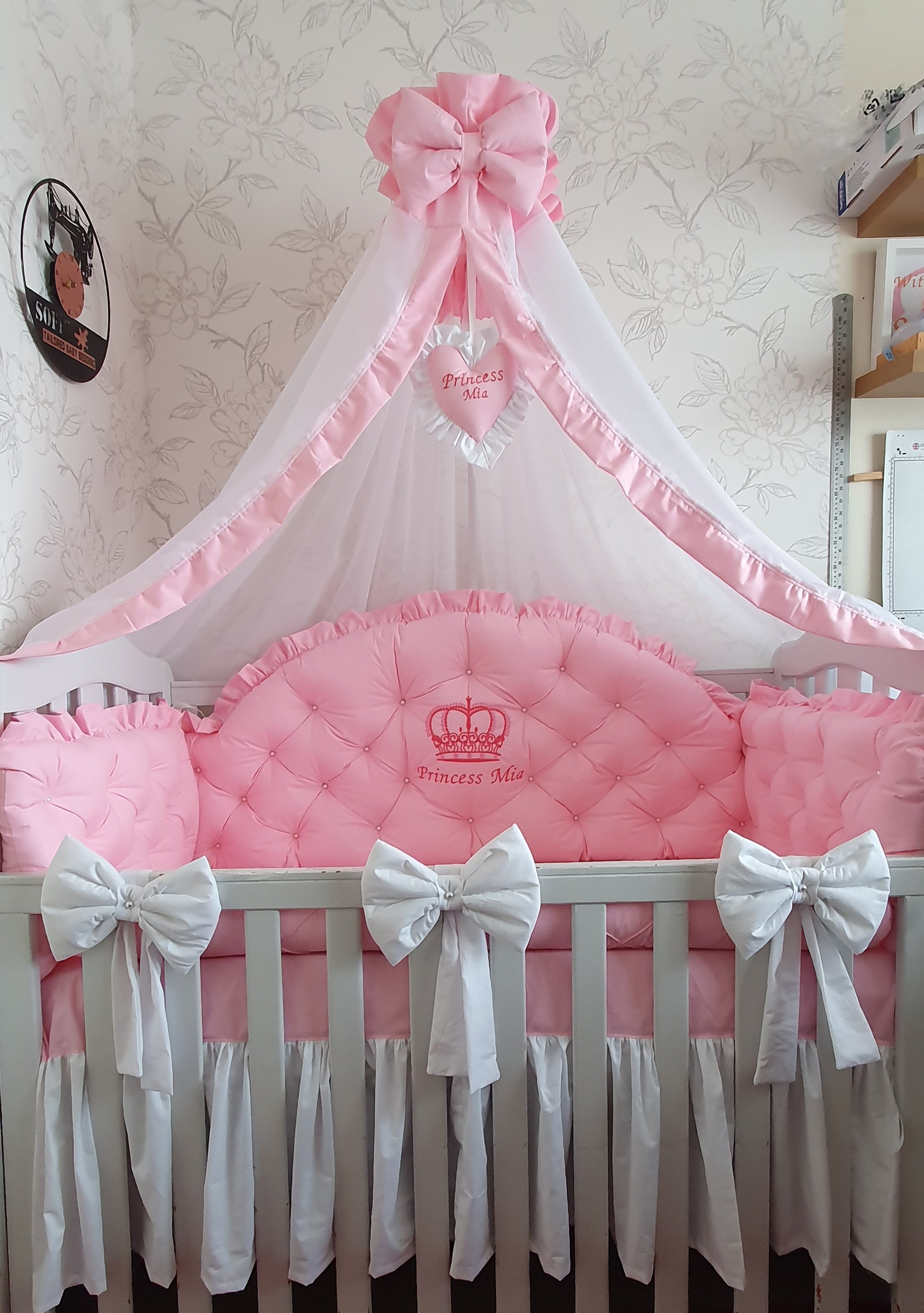 Luxury baby bedding 120x60 personalised by embroidery 