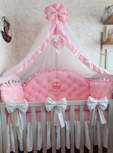 Load image into Gallery viewer, Luxury baby bedding 120x60 personalised by embroidery 
