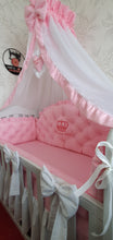 Load image into Gallery viewer, Luxury baby bedding 120x60 personalised by embroidery 
