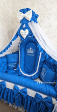 Load image into Gallery viewer, Luxury baby bedding 120x60 personalised by embroidery
