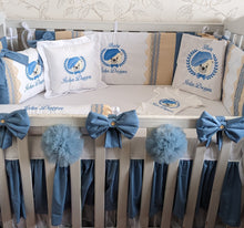 Load image into Gallery viewer, Luxury baby bedding 100x50 personalised by embroidery
