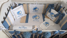 Load image into Gallery viewer, Luxury baby bedding 100x50 personalised by embroidery
