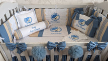Load image into Gallery viewer, Luxury baby bedding 100x50 personalised by embroidery
