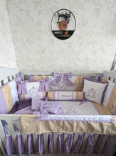 Load image into Gallery viewer, Luxury baby bedding 100x50 personalised by embroidery
