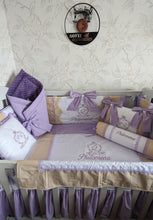 Load image into Gallery viewer, Luxury baby bedding 100x50 personalised by embroidery
