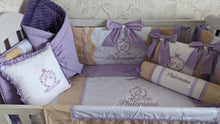 Load image into Gallery viewer, Luxury baby bedding 100x50 personalised by embroidery
