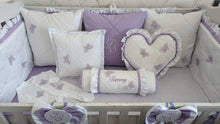 Load image into Gallery viewer, Luxury baby bedding 100x50 personalised by embroidery
