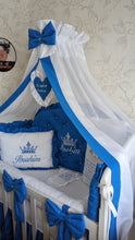 Load image into Gallery viewer, Luxury baby bedding 120x60 personalised by embroidery, 100% cotton

