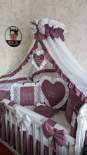 Load image into Gallery viewer, Luxury baby bedding 120x60 personalised by embroidery
