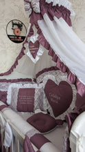 Load image into Gallery viewer, Luxury baby bedding 120x60 personalised by embroidery
