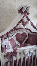Load image into Gallery viewer, Luxury baby bedding 120x60 personalised by embroidery
