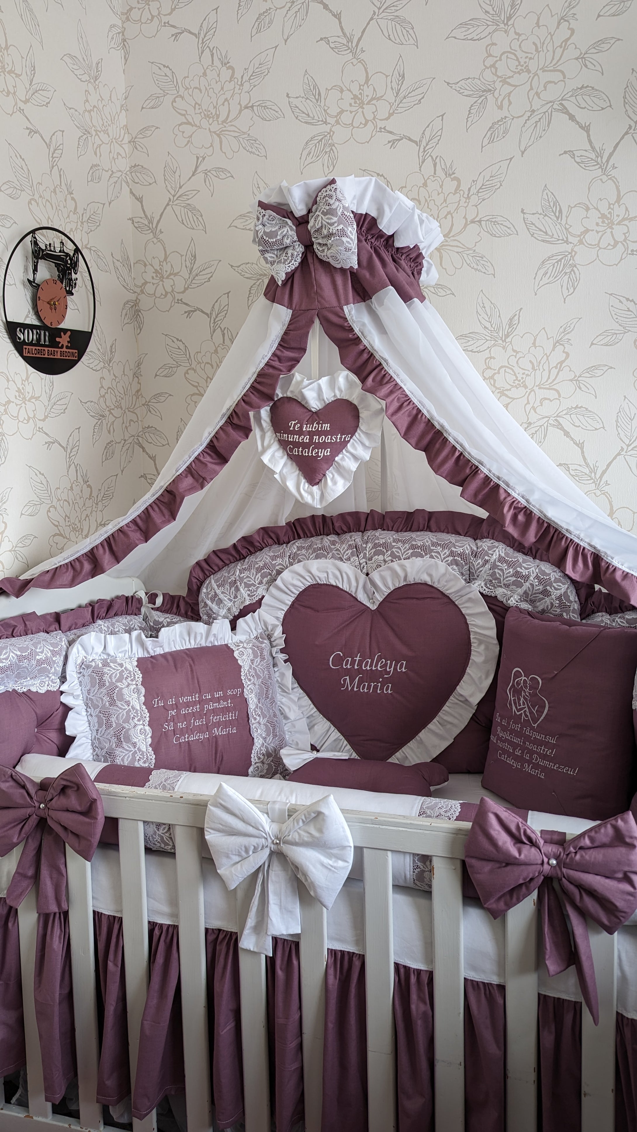 Luxury baby bedding 120x60 personalised by embroidery
