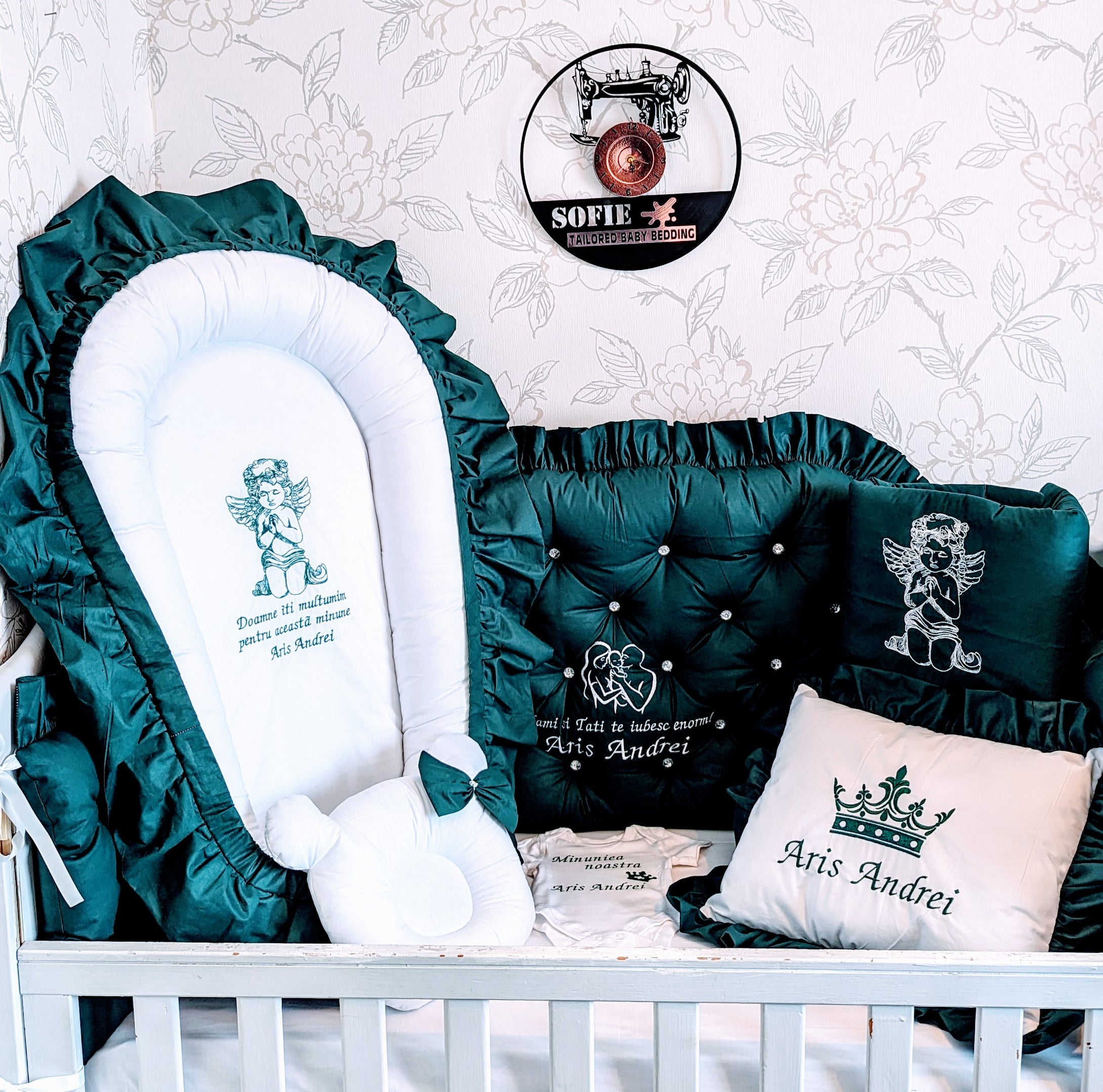 Luxury baby bedding 120x60 personalised by embroidery, 100% cotton