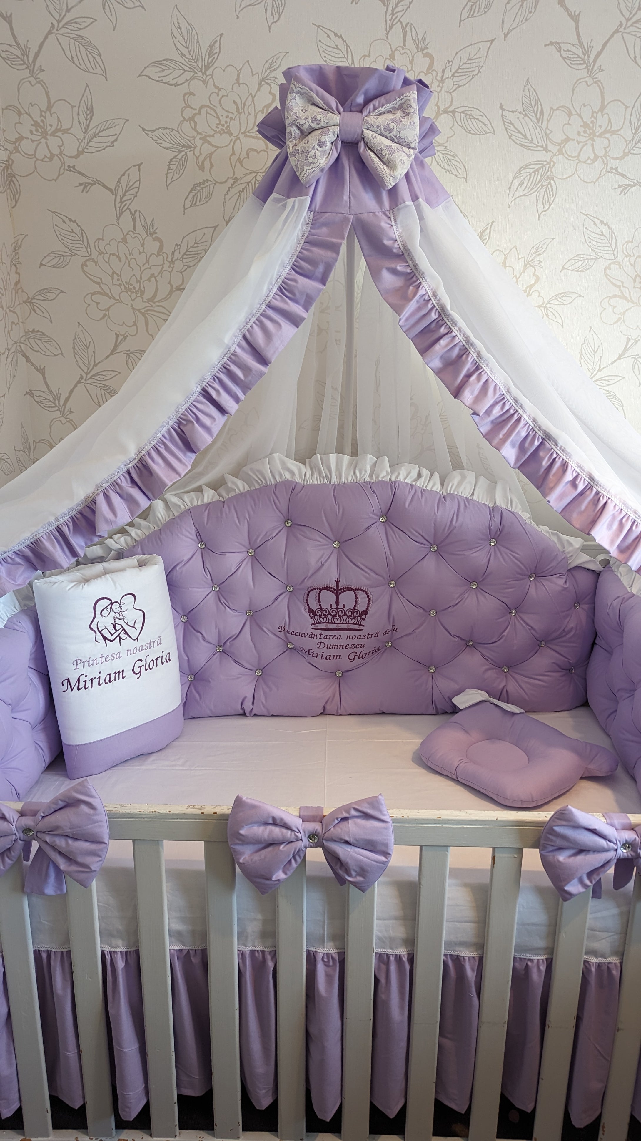 Luxury baby bedding 140x70 personalised by embroidery