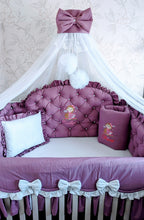 Load image into Gallery viewer, Luxury baby bedding  120x60 personalised by embroidery,  100% cotton
