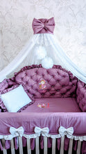 Load image into Gallery viewer, Luxury baby bedding  120x60 personalised by embroidery,  100% cotton
