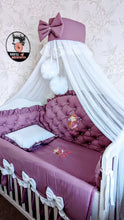Load image into Gallery viewer, Luxury baby bedding  120x60 personalised by embroidery,  100% cotton

