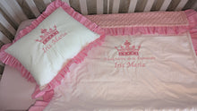 Load image into Gallery viewer, Blanket and pillow 
100% cotton and dimple minky
Personalised by embroidery
